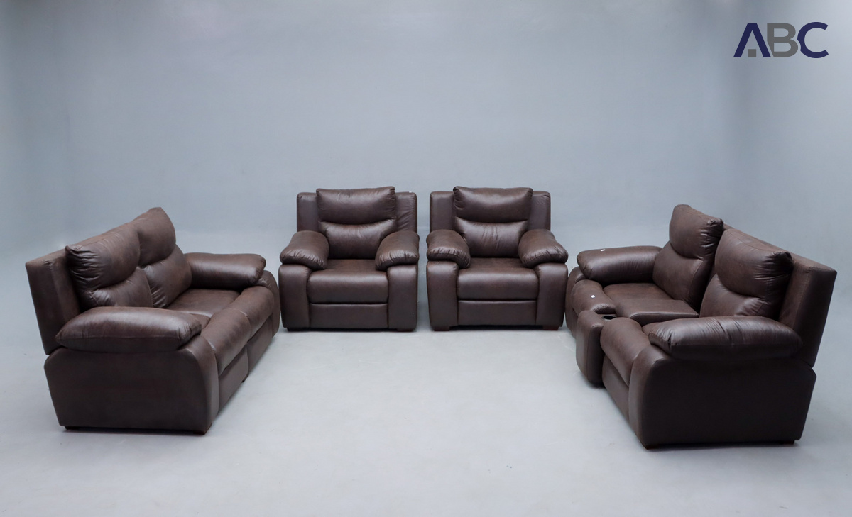 Lounge Suite Brown Buffalo Suede (4 Piece 6 Seater) (1)