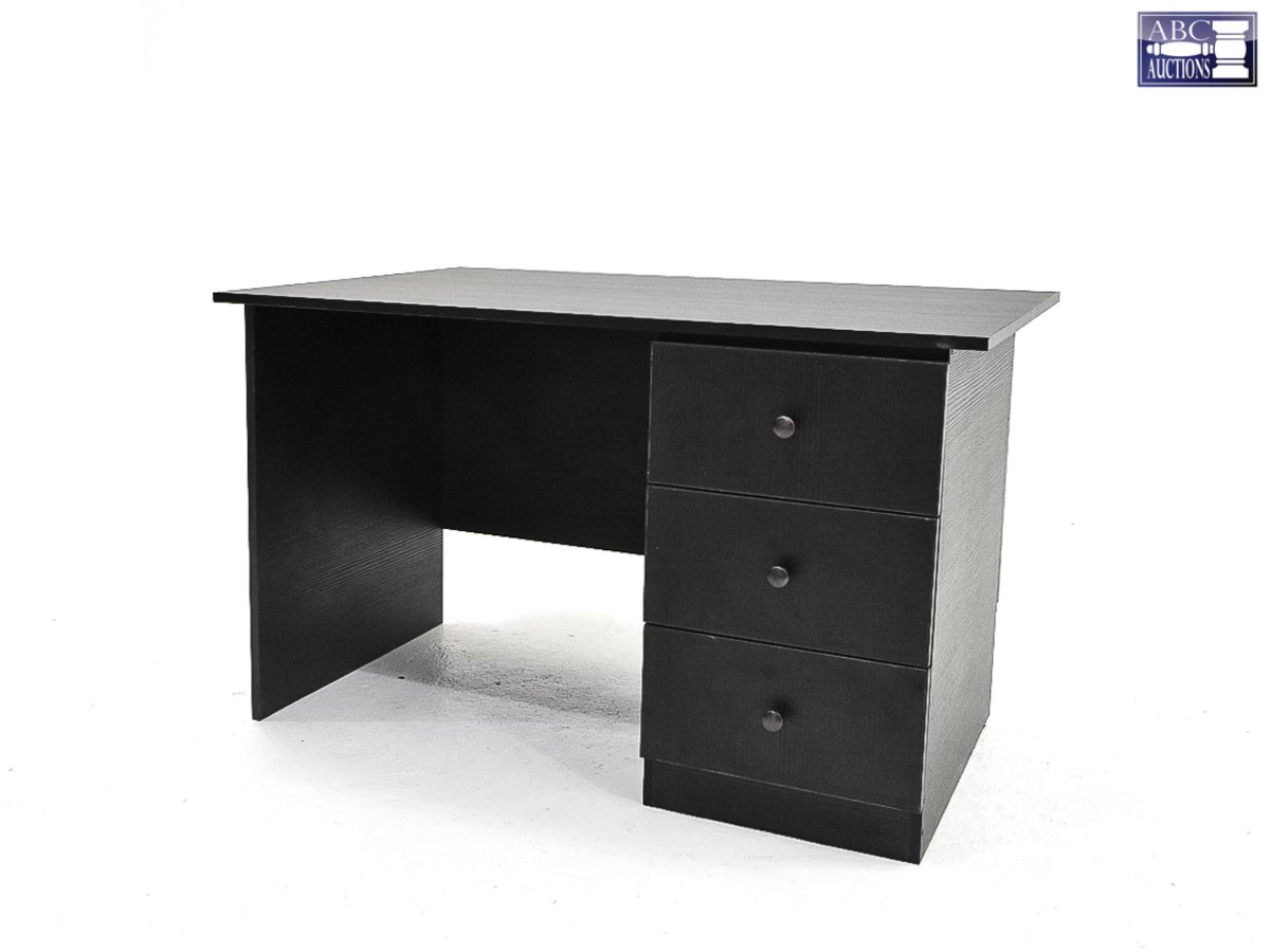 Desk Black Wooden (3 Drawer L 1200 × W 800 × H 720mm) (1)