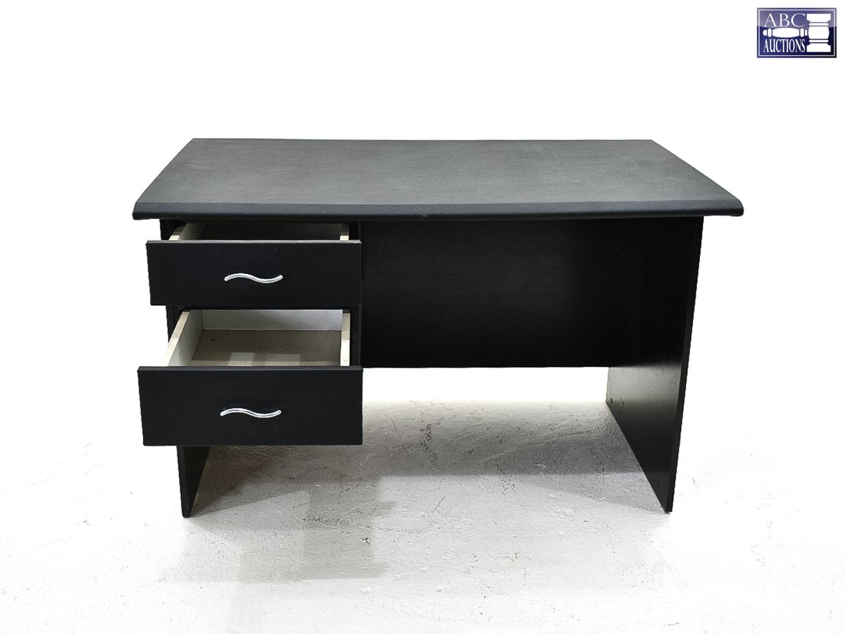 Desk Black Leatherette Top & Drawers Wooden Framed (2 Drawer L 1200 x
