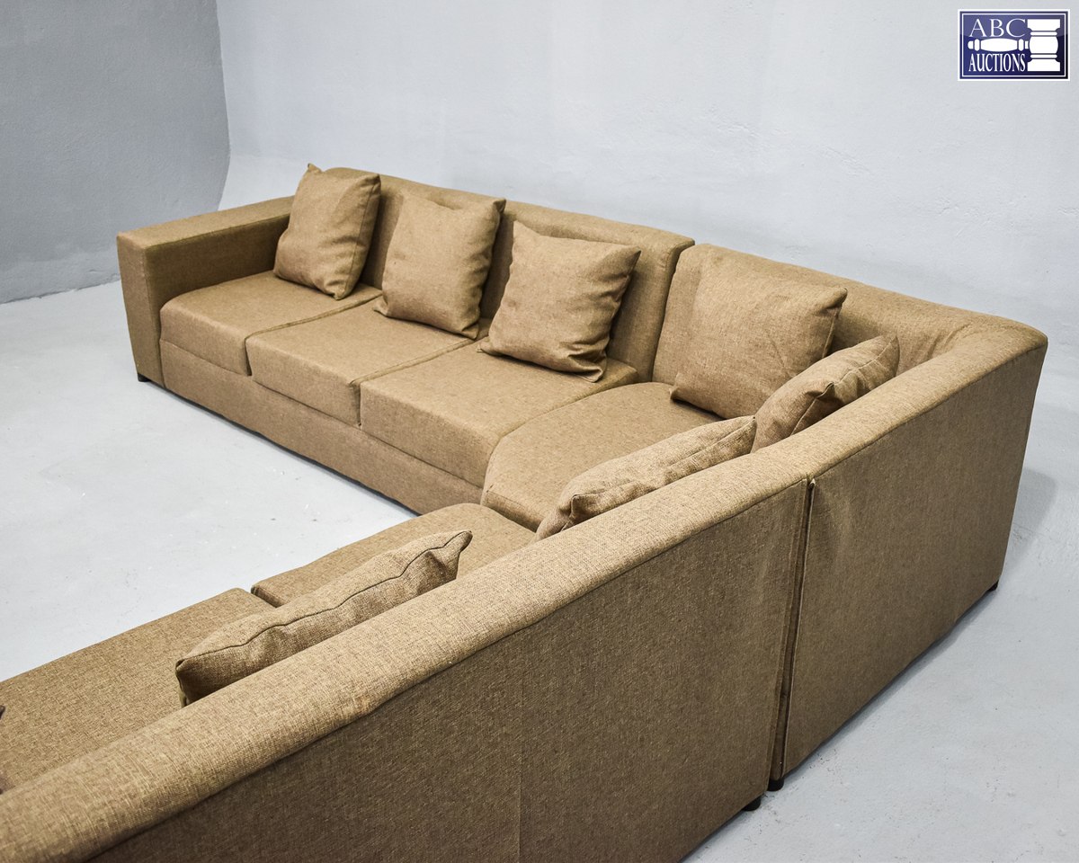 LShape Lounge Suite Brown (7 Seater, 3 Piece) (1)