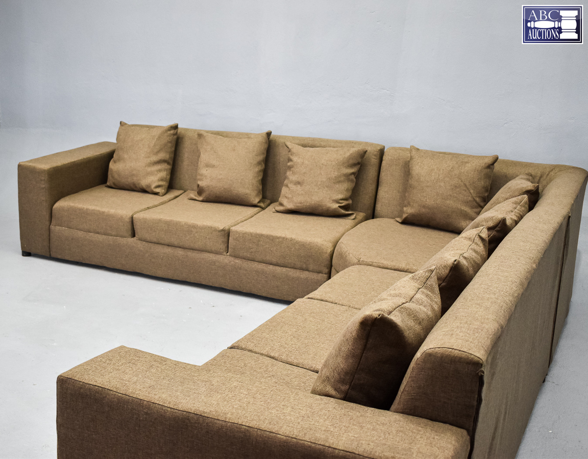 LShape Lounge Suite Brown (7 Seater, 3 Piece) (1)